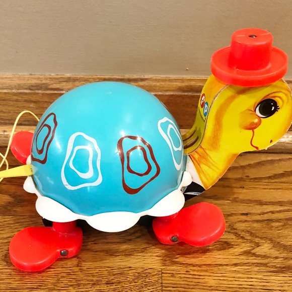 Tippy Toe Turtle Fisher Price 1962 VTG Pull Toy Bell Sound # 773 - Picture 7 of 12